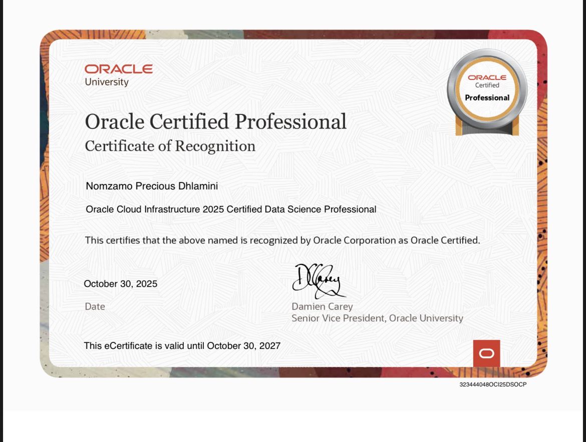 Oracle Data Science Certificate